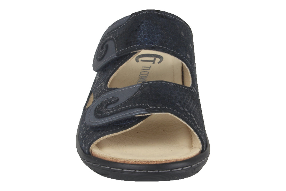 Slippers Donkerblauw - Slipper Klittenband - Dervilia Blu Scuro Pitone - 2710007-830