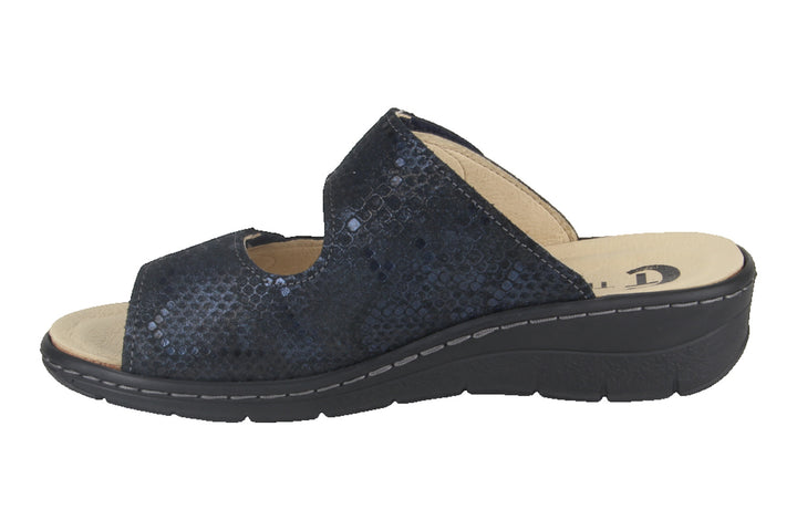 Slippers Donkerblauw - Slipper Klittenband - Dervilia Blu Scuro Pitone - 2710007-830