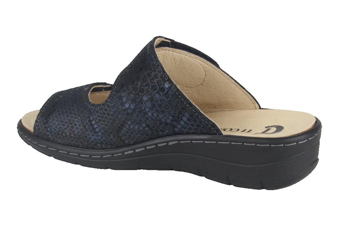 Slippers Donkerblauw - Slipper Klittenband - Dervilia Blu Scuro Pitone - 2710007-830