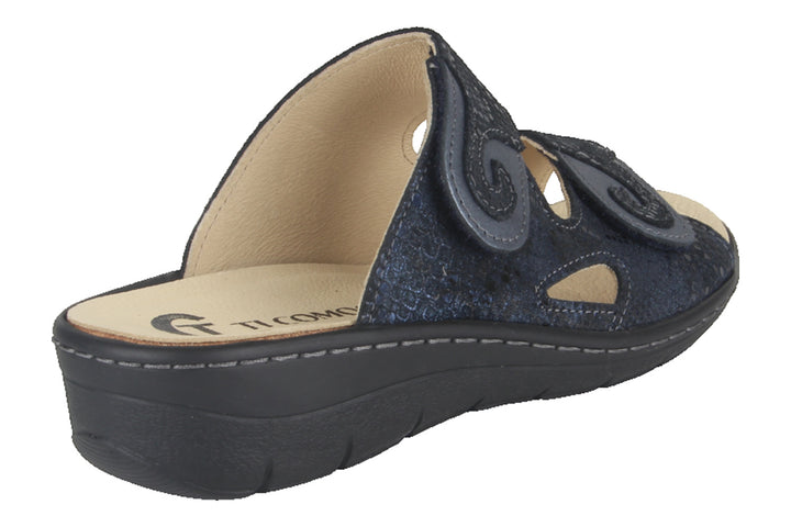 Slippers Donkerblauw - Slipper Klittenband - Dervilia Blu Scuro Pitone - 2710007-830