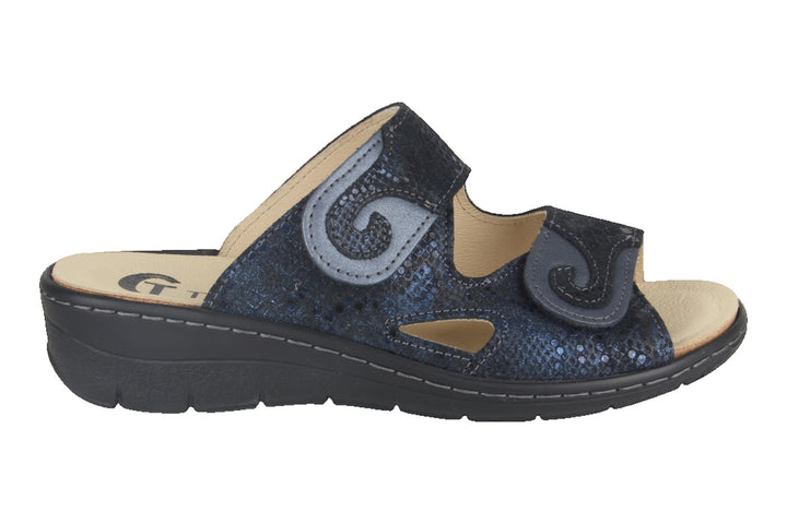Slippers Donkerblauw - Slipper Klittenband - Dervilia Blu Scuro Pitone - 2710007-830