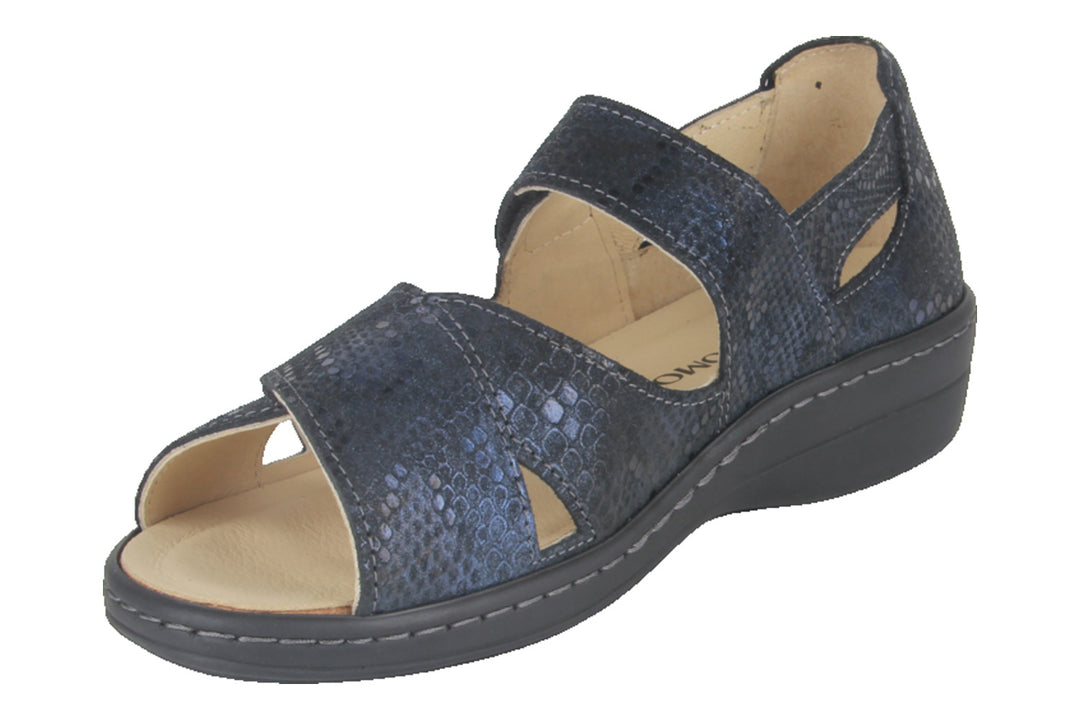 Sandalen Donkerblauw - Sandaal Dichte Hiel - Abriana Blu Scuro Pitone - 2860011-830