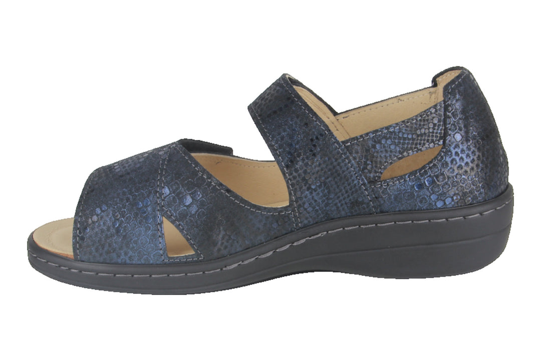 Sandalen Donkerblauw - Sandaal Dichte Hiel - Abriana Blu Scuro Pitone - 2860011-830
